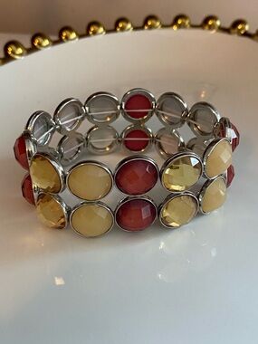 Red & Yellow Faceted Stretch Bracelet